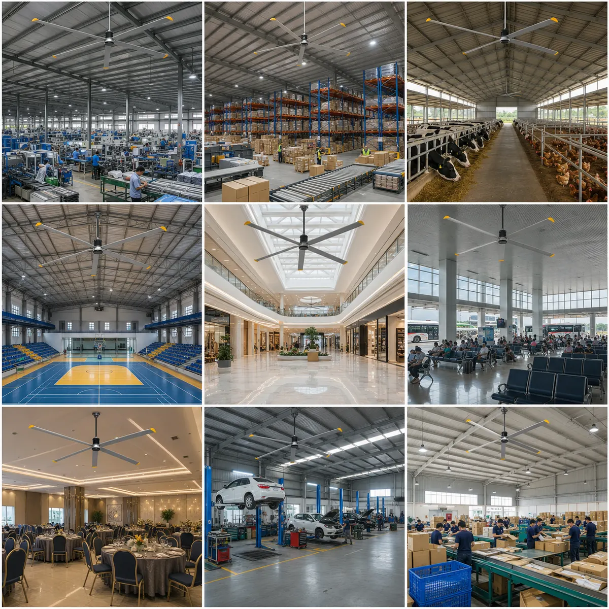 Không gian ứng dụng quạt HVLS